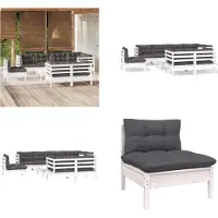 vidaXL 9 pcs. Garden Lounge Set with Coussins Blanc Pin Massif - Ensemble de salon de jardin - Ensemble de salon de jardin - Ensemble de meubles de jardin