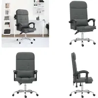 vidaXL Chaise de bureau avec fonction de massage Gris foncé Tissu - Chaise de bureau avec fonction de massage - Chaise de bureau électrique