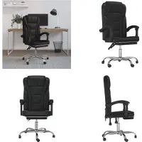 vidaXL Chaise de bureau avec fonction de couchage noir similicuir - Chaise de bureau avec fonction de couchage - Chaise de bureau avec fonction de relaxation - Chaise de bureau