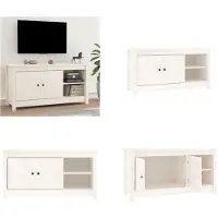 vidaXL Armoire TV Blanc 103x36,5x52 cm Pin massif - Armoire TV - Meubles TV - Supports TV