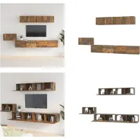 vidaXL 5 pcs. Armoire TV Set chêne fumé bois composite - Ensemble d'armoires TV - Ensemble d'armoires TV - Armoire TV - Support TV