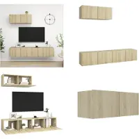 vidaXL Armoires TV 3 pcs Chêne Sonoma Bois composite - Armoire TV - Armoire TV suspendue - Armoires TV suspendues