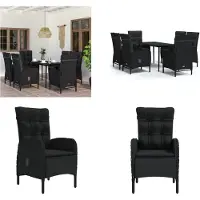 vidaXL Ensemble de jardin 7 pièces avec coussins Noir