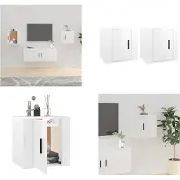 vidaXL Armoires murales TV 2 pcs. Blanc brillant 40x34,5x40 cm - Meuble TV - Meubles TV muraux - Armoire TV - Console TV