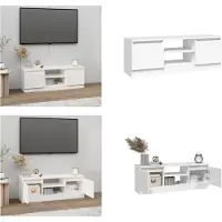 vidaXL Armoire TV avec porte Blanc 102x30x36 cm - Armoire TV Avec Porte - Armoires TV Avec Portes - Armoire TV - Support TV