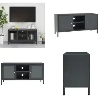 vidaXL Armoire TV Anthracite 105x35x52 cm Acier et verre - Armoire TV - Meubles TV - Supports TV