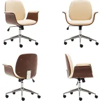 vidaXL Chaise de bureau Crème Bois courbé et cuir synthétique - Chaise de bureau - Chaises de bureau ergonomiques