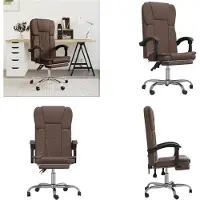 vidaXL Chaise de bureau avec fonction de couchage Marron similicuir - Chaise de bureau avec fonction de couchage - Chaise de bureau avec fonction de relaxation - Chaise de bureau