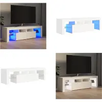 vidaXL Armoire TV avec éclairage LED Blanc 140x36,5x40 cm - Armoire TV - Meubles TV - Support TV