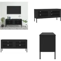 vidaXL Armoire TV noire 105x35x50 cm Acier - Armoire TV - Armoire Hi-Fi - Armoires Hi-Fi