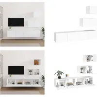 vidaXL 4 pcs. Armoire TV Set Blanc Bois composite - Ensemble d'armoires TV - Armoires TV - Unité TV - Unité murale TV