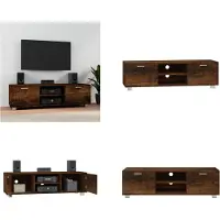 vidaXL Armoire TV chêne fumé 140x40,5x35 cm Bois composite - Armoire TV - Meubles TV - Support TV