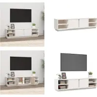 vidaXL Armoire TV Blanc 156x40x40 cm Pin massif - Armoire TV - Meubles TV - Supports TV