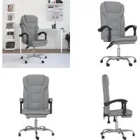 vidaXL Chaise de bureau avec fonction de couchage Gris clair Tissu - Chaise de bureau avec fonction de couchage - Chaise de bureau avec fonction de relaxation - Chaise de bureau