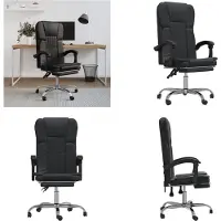 vidaXL Chaise de bureau avec fonction de couchage noir similicuir - Chaise de bureau avec fonction de couchage - Chaise de bureau avec fonction de relaxation - Chaise de bureau