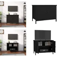 vidaXL Armoire TV avec portes Noir 60x35x45 cm Bois composite - Armoire TV - Meubles TV - Supports TV
