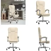 vidaXL Chaise de bureau avec fonction de couchage Crème similicuir - Chaise de bureau avec fonction de couchage - Chaise de bureau avec fonction de relaxation - Chaise de bureau