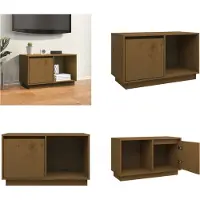vidaXL Armoire TV brun miel 74x35x44 cm Pin massif - Armoire TV - Pied de TV - Meuble TV