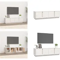 vidaXL Armoire TV Blanc 140x40x40 cm Pin massif - Armoire TV - Meubles TV - Supports TV