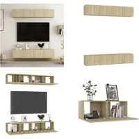 vidaXL Armoires TV 4 pièces Chêne Sonoma 80x30x30 cm Bois composite - Armoire TV - Armoires TV - Armoire Hi-Fi - Armoires Hi-Fi