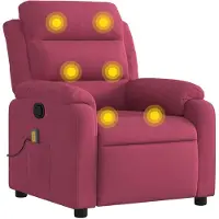 vidaXL Fauteuil de massage vin rouge velours