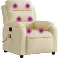 vidaXL Fauteuil de massage Crème Tissu