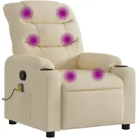 vidaXL Fauteuil de massage Crème Tissu