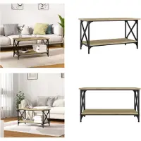 vidaXL Table basse Chêne Sonoma 80x45x45 cm Bois composite et fer - Table basse - Tables basses - Table d'appoint - Table de salon