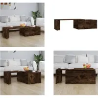 vidaXL Table basse Chêne fumé 150x50x35 cm Bois composite - Table basse - Table basse basse - Table