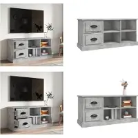 vidaXL Armoire TV gris béton 102x35,5x47,5 cm Bois composite - Armoire TV - Meubles TV - Supports TV