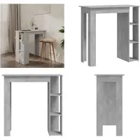 vidaXL Table de bar avec étagère gris béton 102x50x103,5 cm Bois composite - Table de bar - Tables de bar - Table de bistrot - Table haute