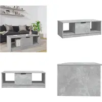vidaXL Table basse gris béton 102x50x36 cm Bois composite - Table basse - Tables basses - Table à café - Table d'appoint