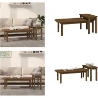 vidaXL Ensemble de table basse 2 pièces pin massif brun miel - Ensemble de table basse - Ensembles de table basse - Table de salon - Table d'appoint