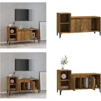 vidaXL Armoire TV chêne fumé 100x35x55 cm Bois composite - Armoire TV - Meubles TV - Support TV