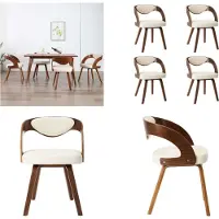 vidaXL Chaise de salle à manger 4 pcs. Crème Bois courbé et similicuir - Chaise de salle à manger - Chaise de salle à manger - Chaise