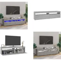 vidaXL Armoires TV 2 pcs. avec lampes LED gris béton 75x35x40 cm - Armoire TV - Meubles TV - Supports TV