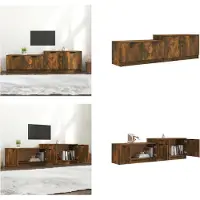 vidaXL Armoire TV chêne fumé 158,5x36x45 cm Bois composite - Armoire TV - Panneaux TV - Etagère TV