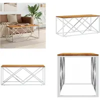 vidaXL Table basse acier inoxydable et bois massif acacia - Table basse - Tables basses - Table d'appoint - Table de salon