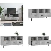 vidaXL Armoire TV gris béton 102x36x50 cm Bois composite - Armoire TV - Meubles TV - Supports TV
