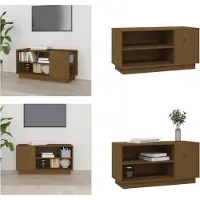 vidaXL Armoire TV Marron Miel 80x35x40,5 cm Pin massif - Armoire TV - Meubles TV - Support TV