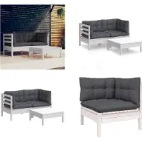 vidaXL 3 pcs. Garden Lounge Set with Anthracite Coussin Pin - Garden Lounge Set - Garden Lounge Sets - Lounge Sets