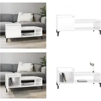 vidaXL Table basse blanc brillant 100x50x45 cm Bois composite - Table basse - Tables basses - Table d'appoint - Table de salon