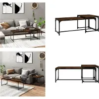 vidaXL Tables basses 2 pcs. Chêne fumé Matériau dérivé du bois - Table basse - Tables basses - Table d'appoint - Table de salon