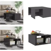vidaXL Tables basses 4 pcs. Gris brillant 33x33x33 cm Bois composite - Table basse - Ensemble de tables basses - Ensembles de tables basses