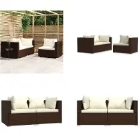 vidaXL 3 pcs. Garden Lounge Set with Auflagen Braun Poly Rattan - Garden Lounge Set - Garden Lounge Sets - Sofa Set - Terrassen-Lounge-Set