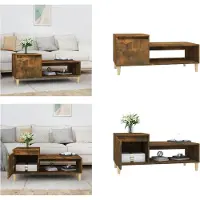 vidaXL Table basse chêne fumé 100x50x45 cm Bois composite - Table basse - Tables basses - Table d'appoint - Table de salon