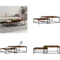 vidaXL Tables d'ensemble 2 pcs. Chêne fumé Matériau dérivé du bois - Table d'ensemble - Tables d'ensemble - Tables empilables - Table basse d'ensemble