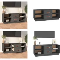 vidaXL Armoire TV Gris 100x34x40 cm Pin massif - Armoire TV - Meubles TV - Support TV