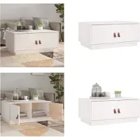 vidaXL Table basse blanche 80x50x35 cm Pin massif - Table basse - Tables basses - Table d'appoint - Table de salon