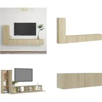 vidaXL 3 pcs. Set d'armoire TV Chêne Sonoma Bois composite - Set d'armoire TV - Set d'armoire TV - Set d'armoire TV suspendue
